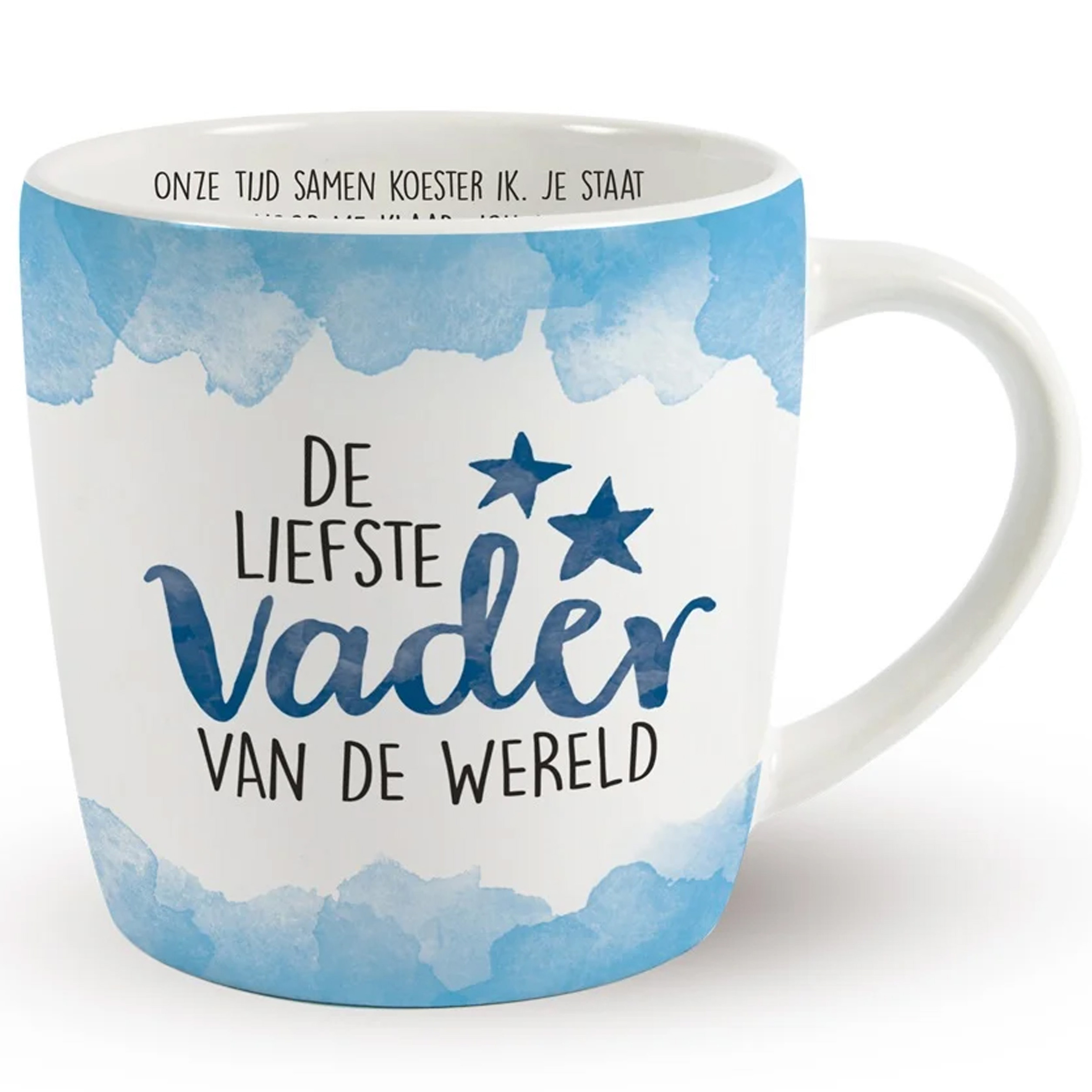 Cadeau koffie/thee mok vader - wit/blauw - lieve papa - porselein - Vaderdag -