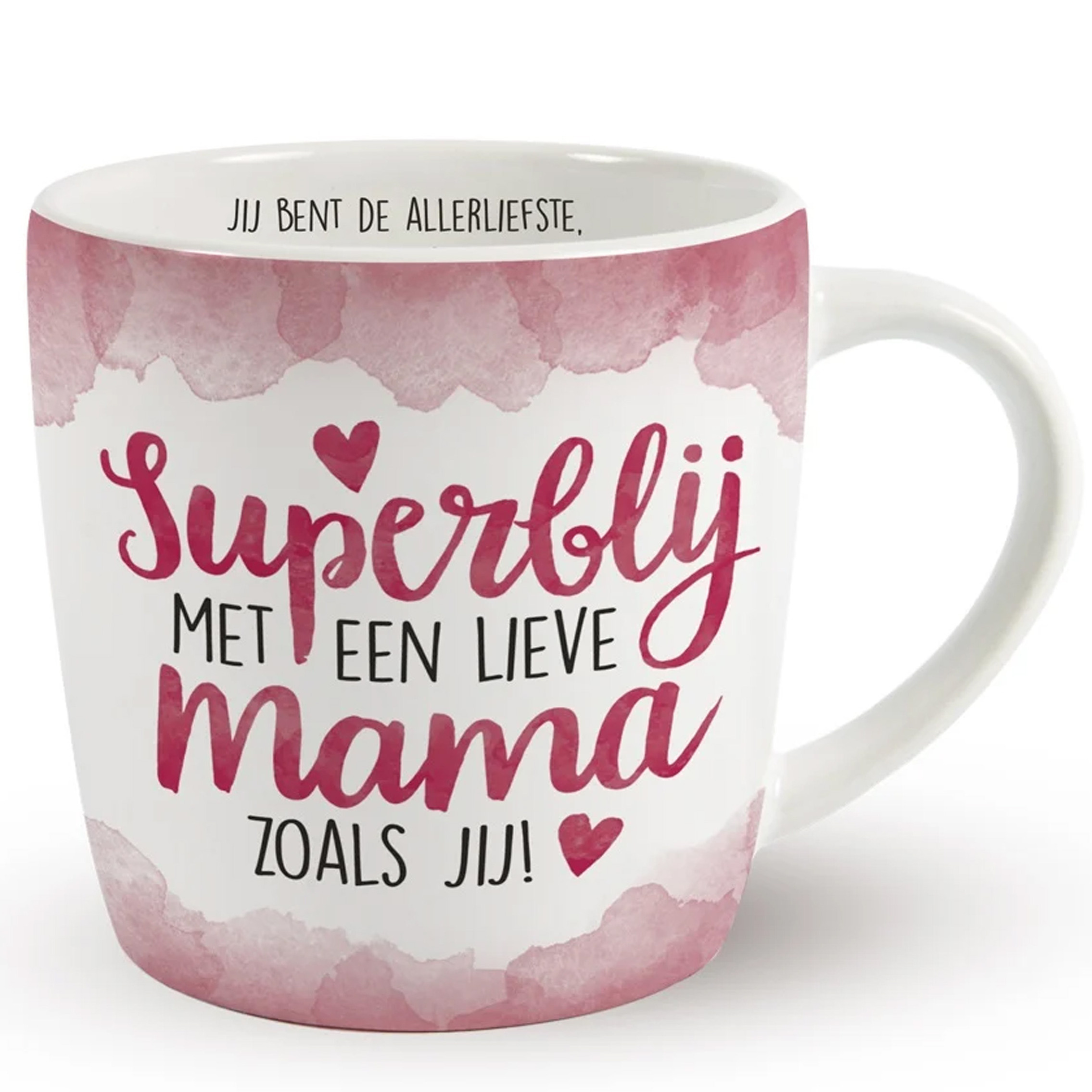 Cadeau koffie/thee mok moeder - wit/roze - lieve mama - porselein - Moederdag -