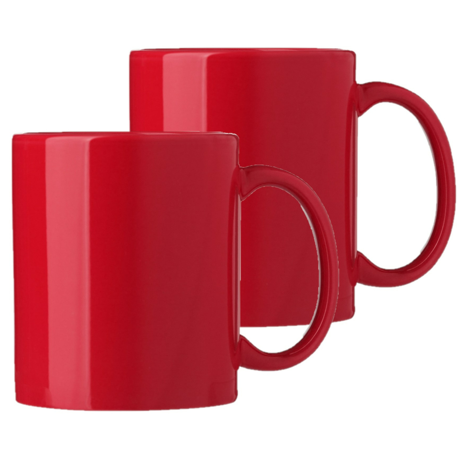 Koffie mokken/bekers Nantes - 2x - keramiek - met oor - rood - 300 ml -
