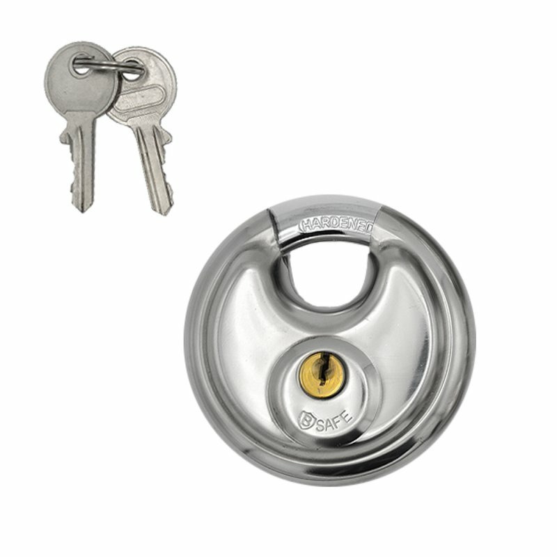 B-Safe Discusslot - 80 mm - gehard staal - sluitbeugel - roestvrij - met 2 sleutels -