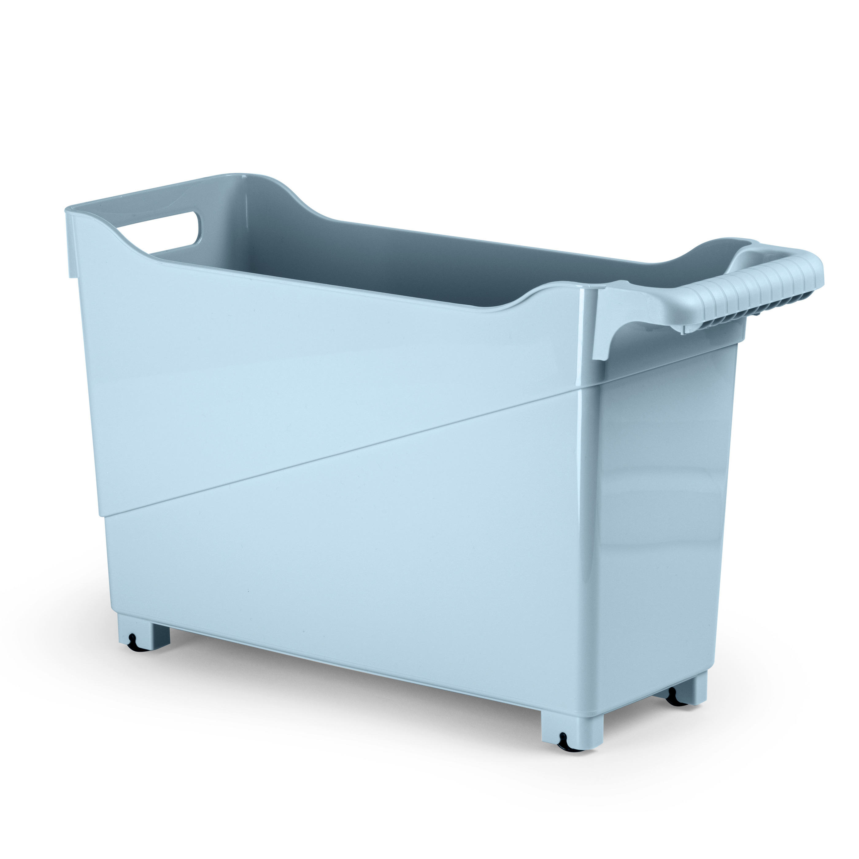Opslag/opberg trolley container - ijsblauw - op wieltjes - L45 x B17 x H29 cm - kunststof -