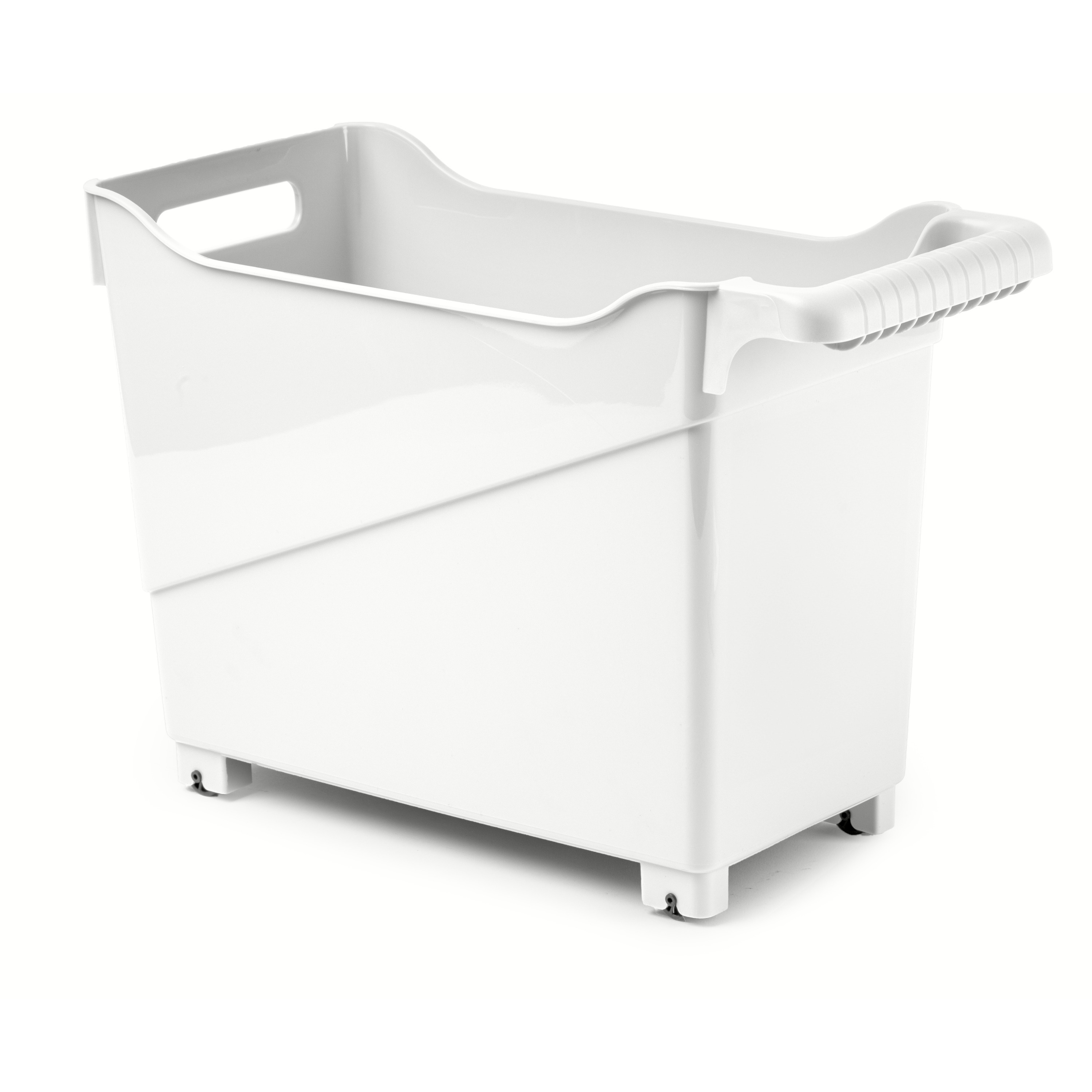Opslag/opberg trolley container - ivoor wit - op wieltjes - L38 x B18 x H26 cm - kunststof -