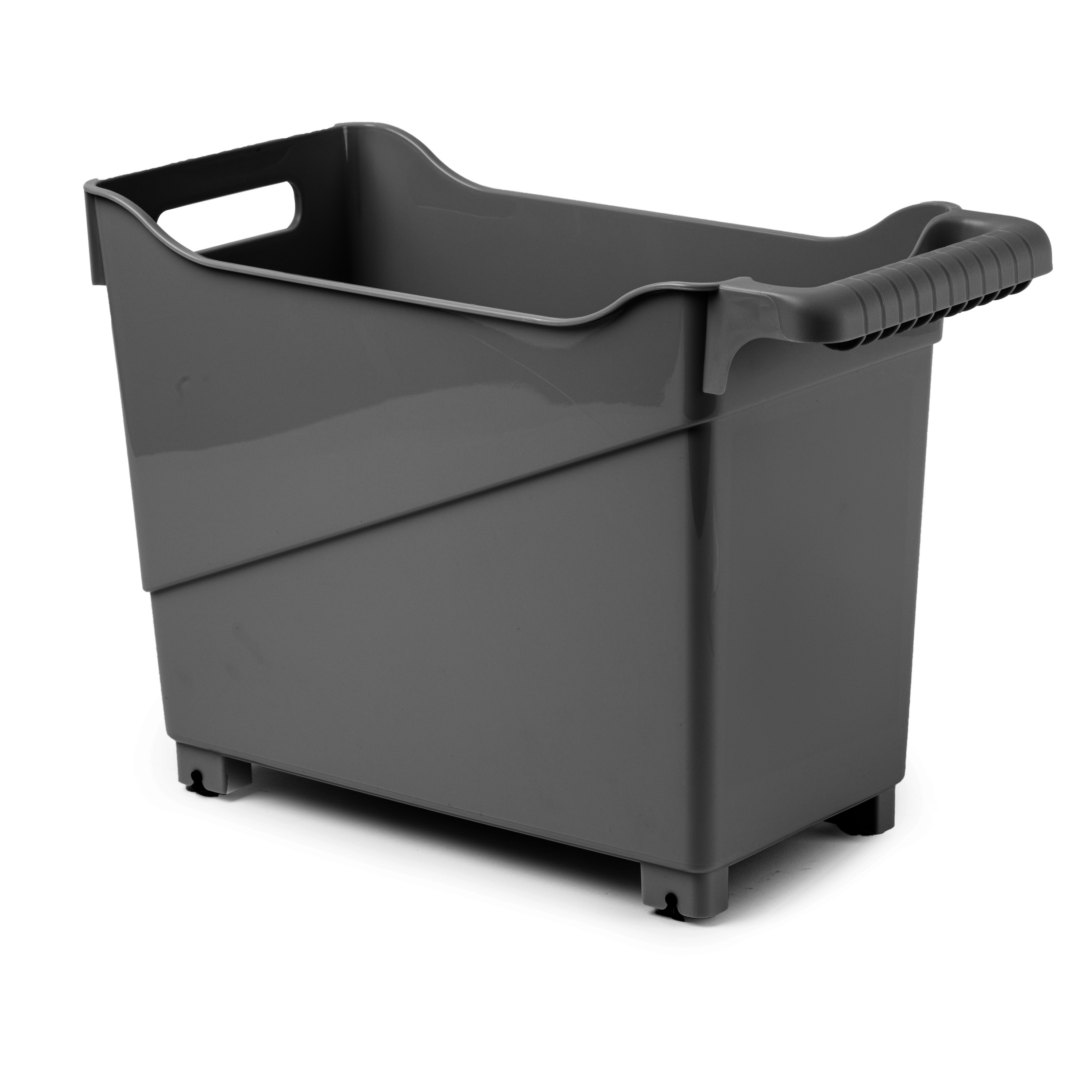 Opslag/opberg trolley container - zwart - op wieltjes - L38 x B18 x H26 cm - kunststof -