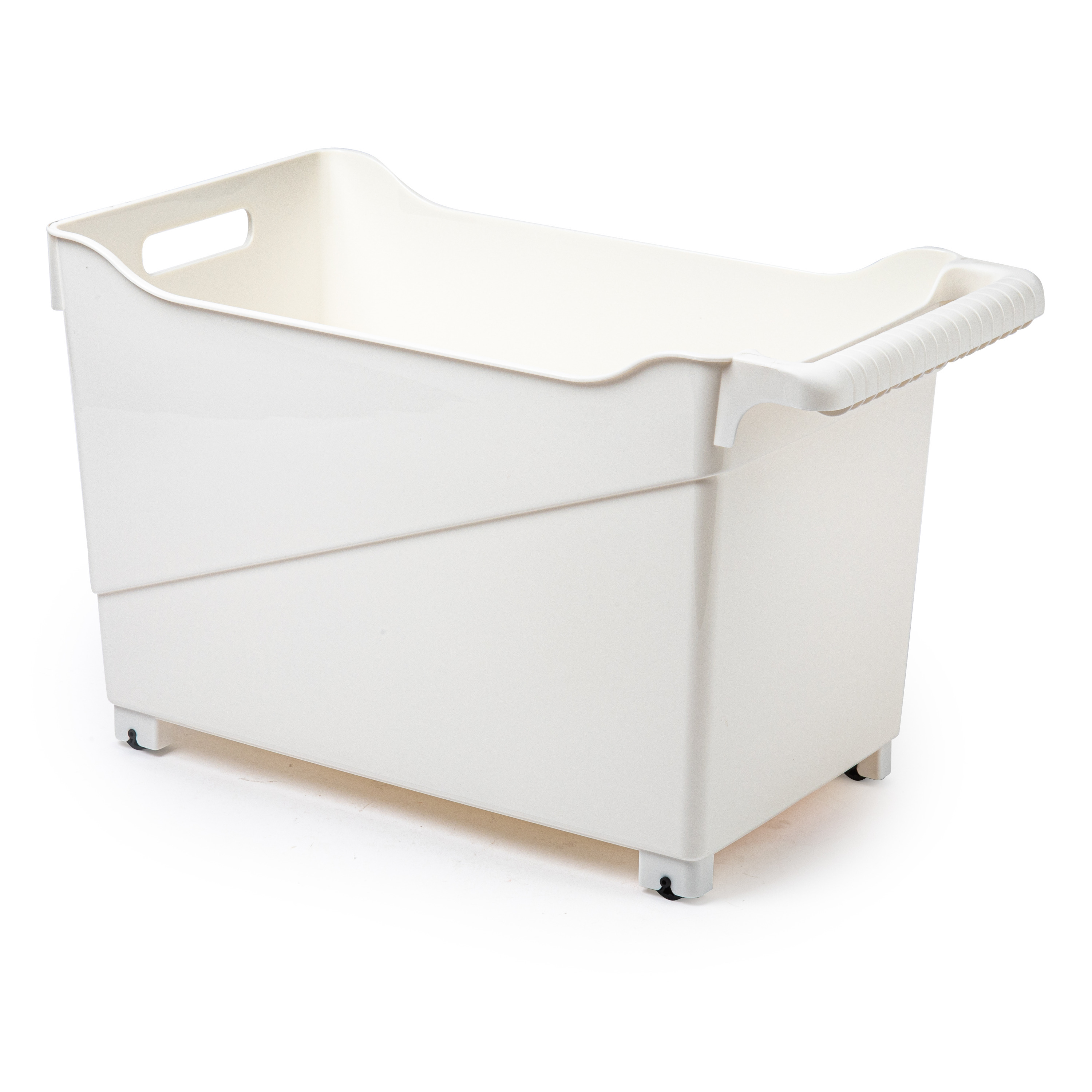 Plasticforte Opbergbox - wit - 45 x 24 cm - kunststof - op wieltjes -