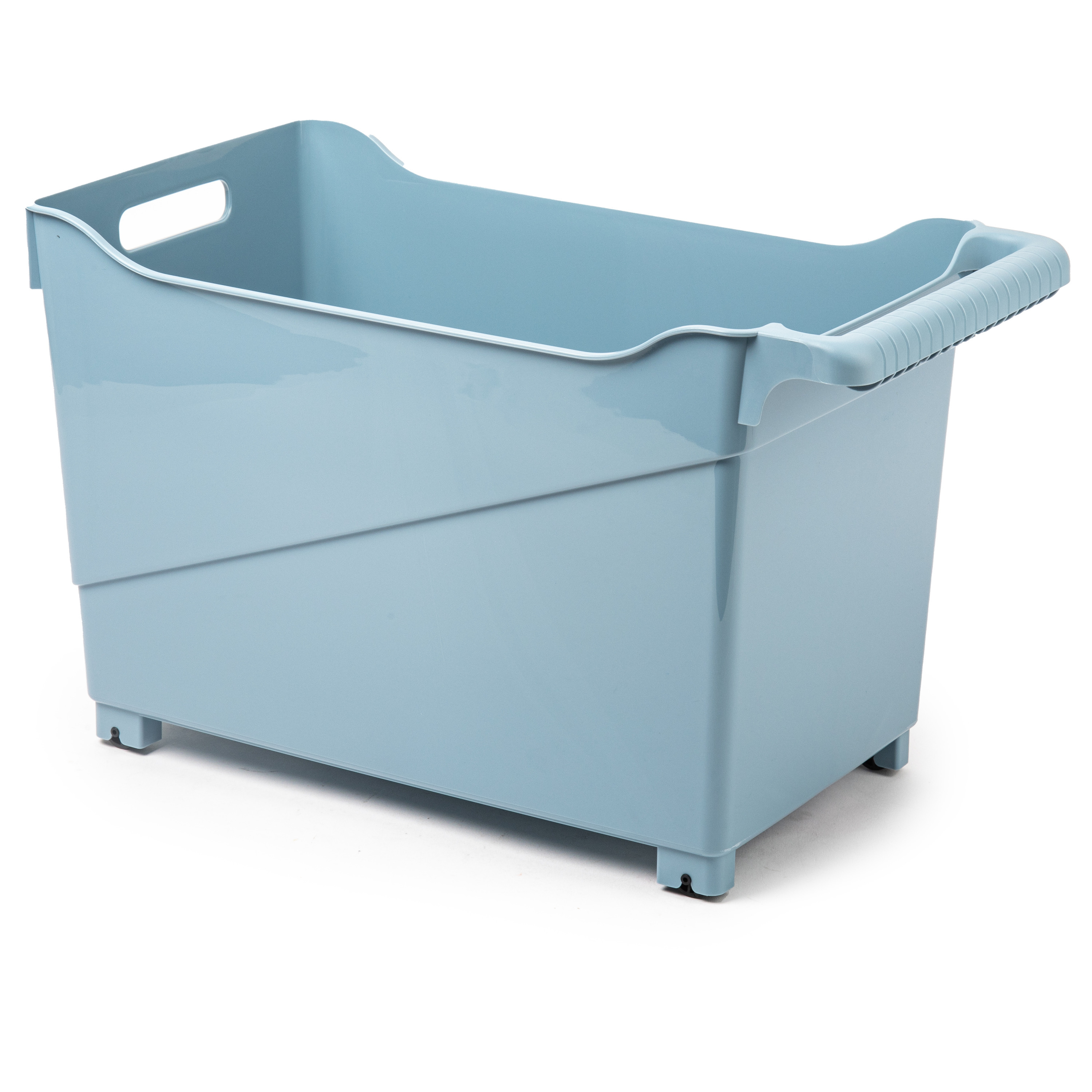 Plasticforte Opbergbox - blauw - 45 x 24 cm - kunststof - op wieltjes -