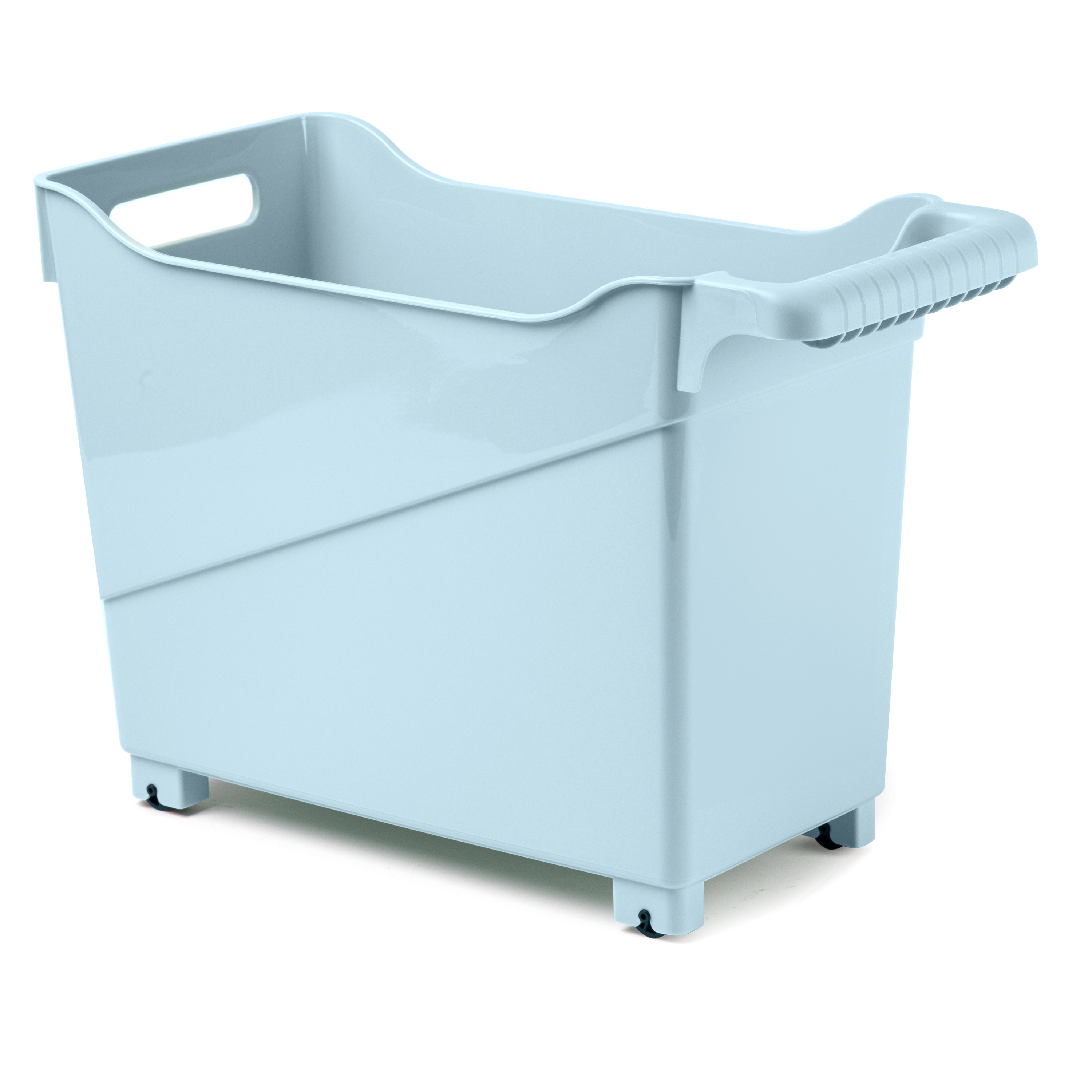 Opslag/opberg trolley container - ijsblauw - op wieltjes - L38 x B18 x H26 cm - kunststof -