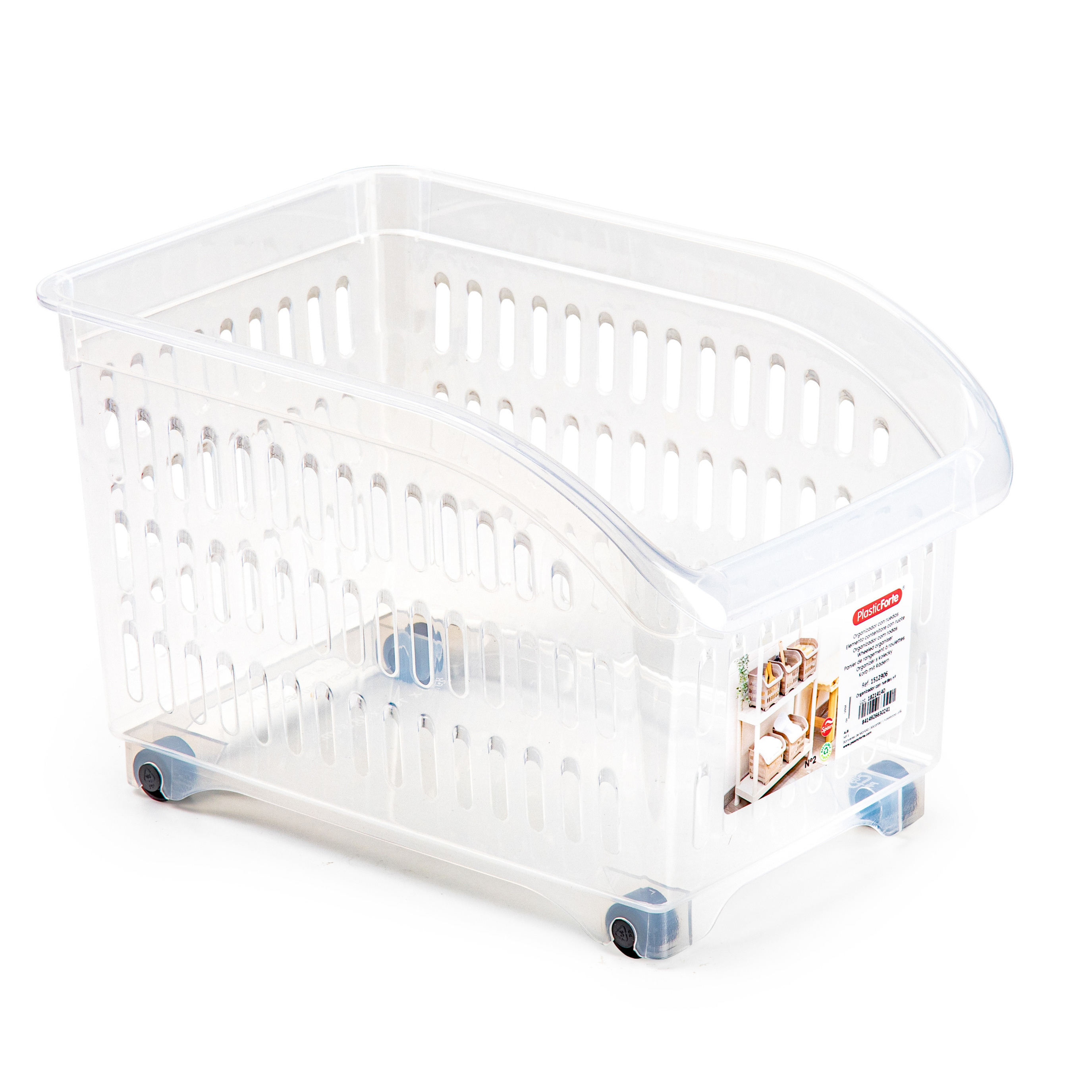 Opslag/opberg trolley container - transparant - op wieltjes - L30 x B18 x H19 cm - kunststof -