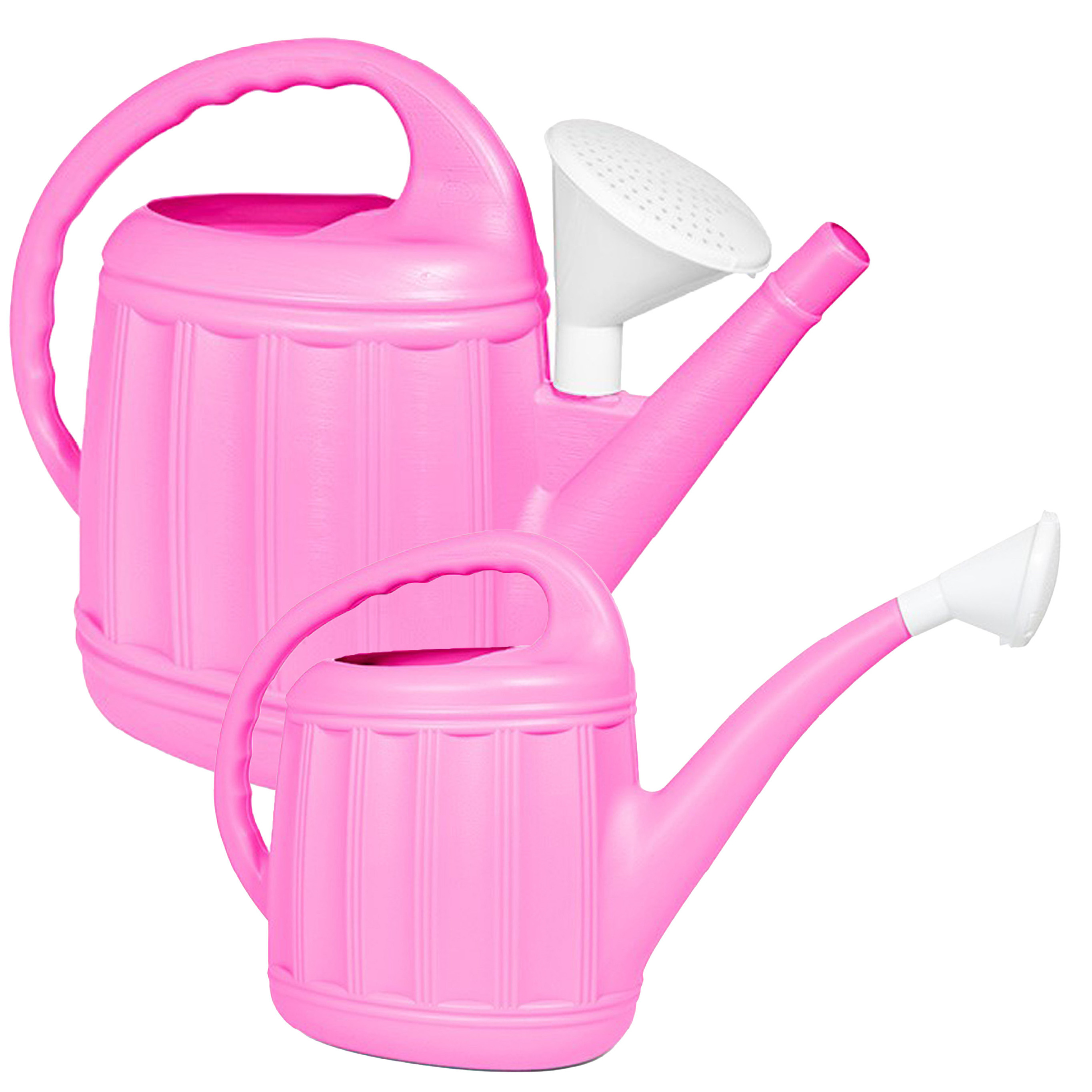 Tuinplanten Gieters Eureka - 2x - kunststof - roze - voor buiten - broeskop - 12 en 7 Liter -