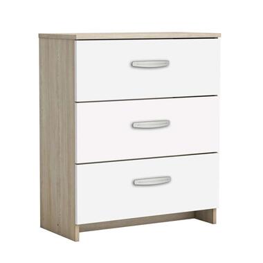 Ladekast Nano 3 lades - grijs eiken/wit - 71,7x60,5x29,4 cm - Leen Bakker
