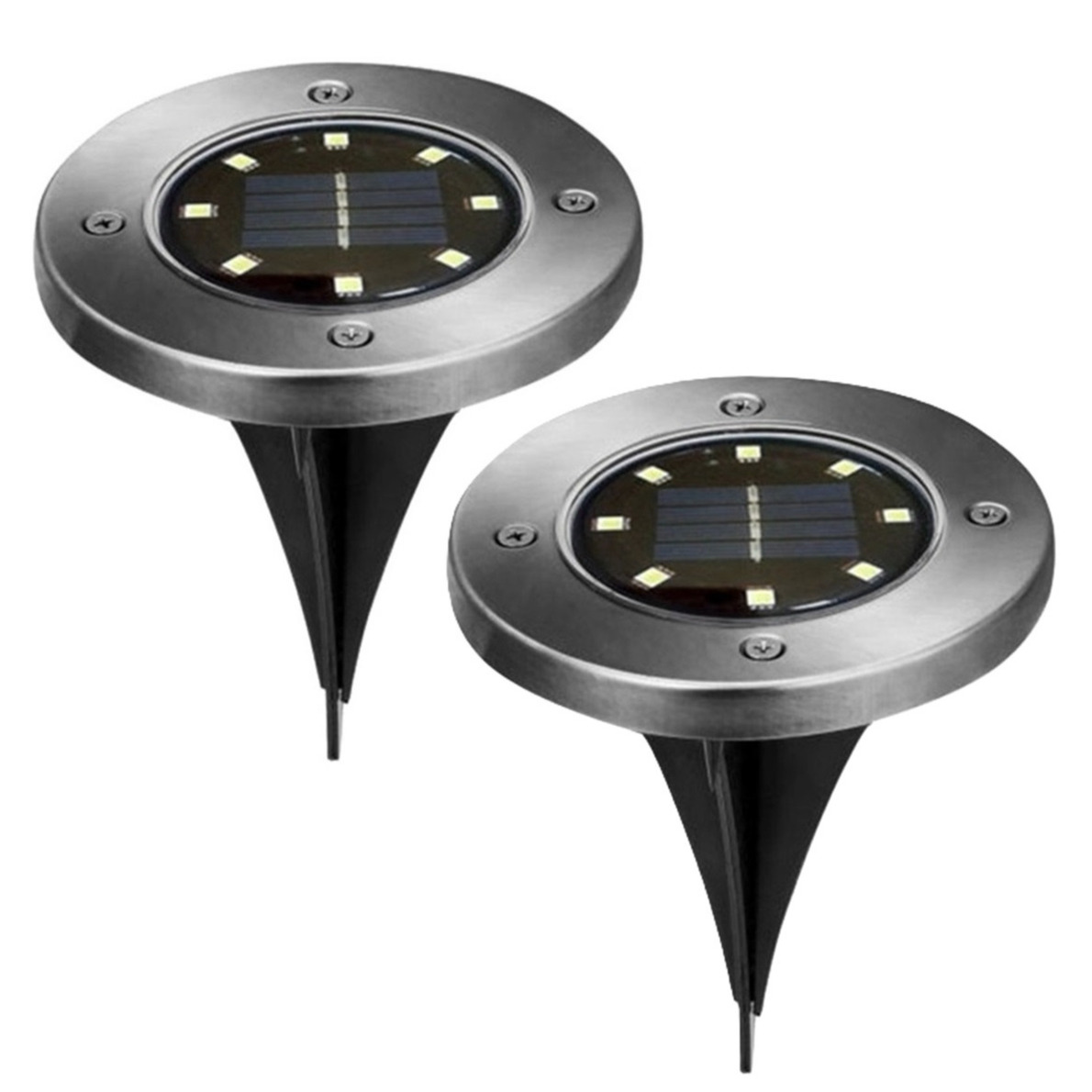 Buiten lampje/prik spot - 2x - solar verlichting - tuinpad/plant verlichting - LED - D12 cm -
