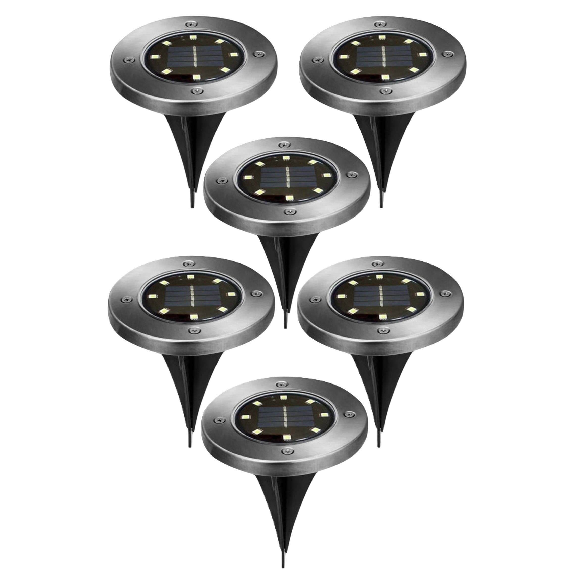 Buiten lampje/prik spot - 6x - solar verlichting - tuinpad/plant verlichting - LED - D12 cm -