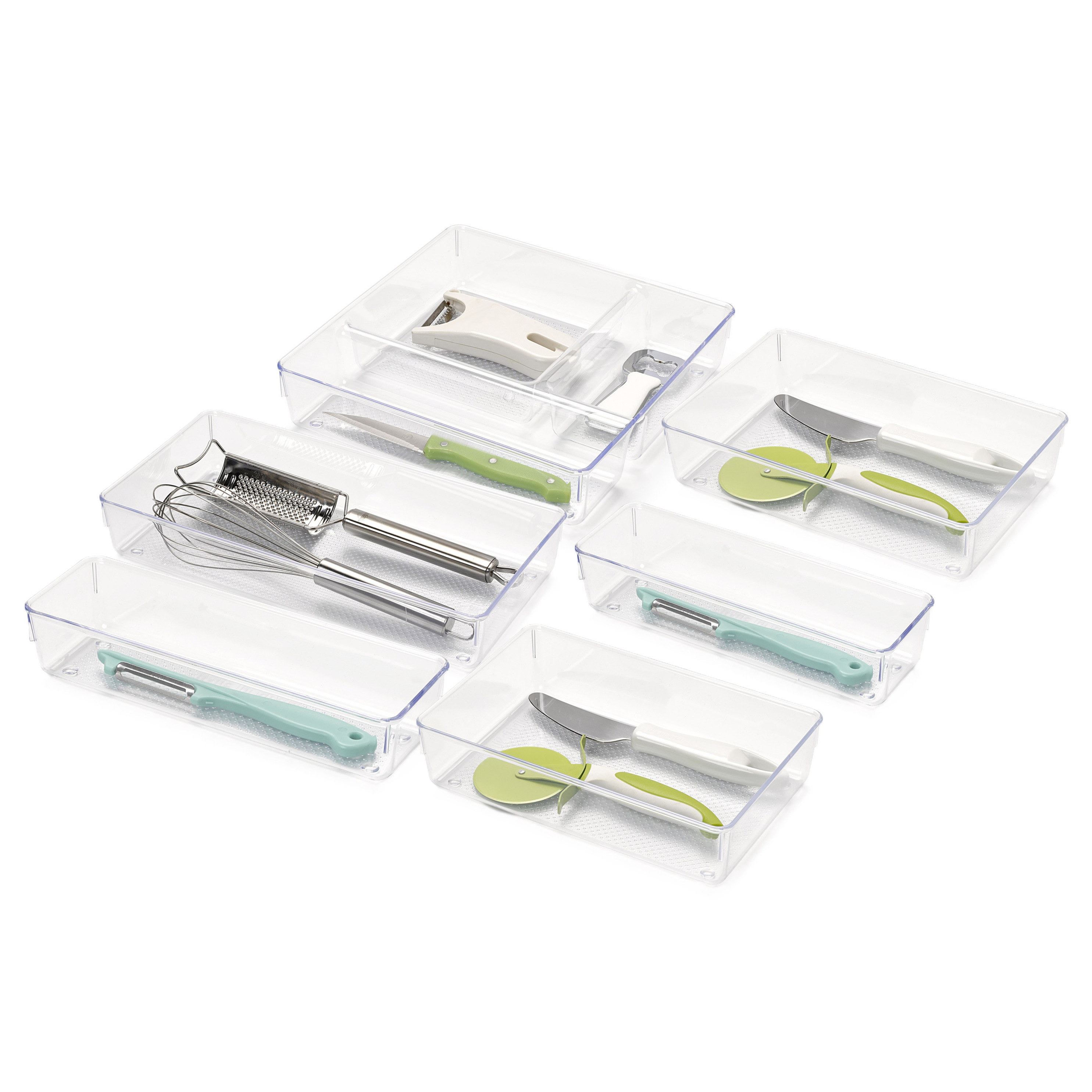 Lade organizer set voor kastje 60(b) x 45(d) cm - 6 stuks - transparant - kunststof - modulair -