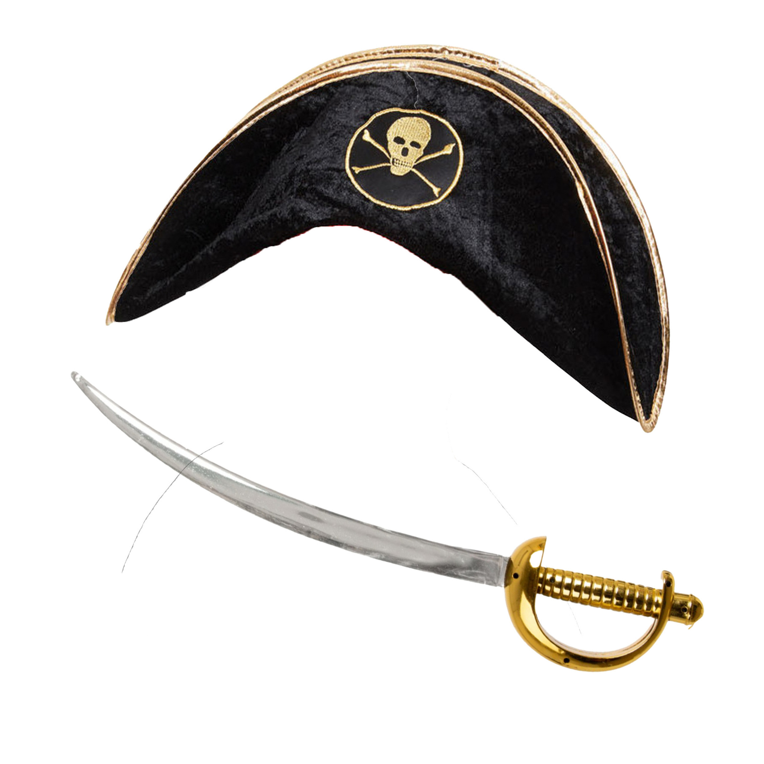 Carnaval verkleed set Piraat - Piratenhoed met zwaard - kunststof - heren/dames -