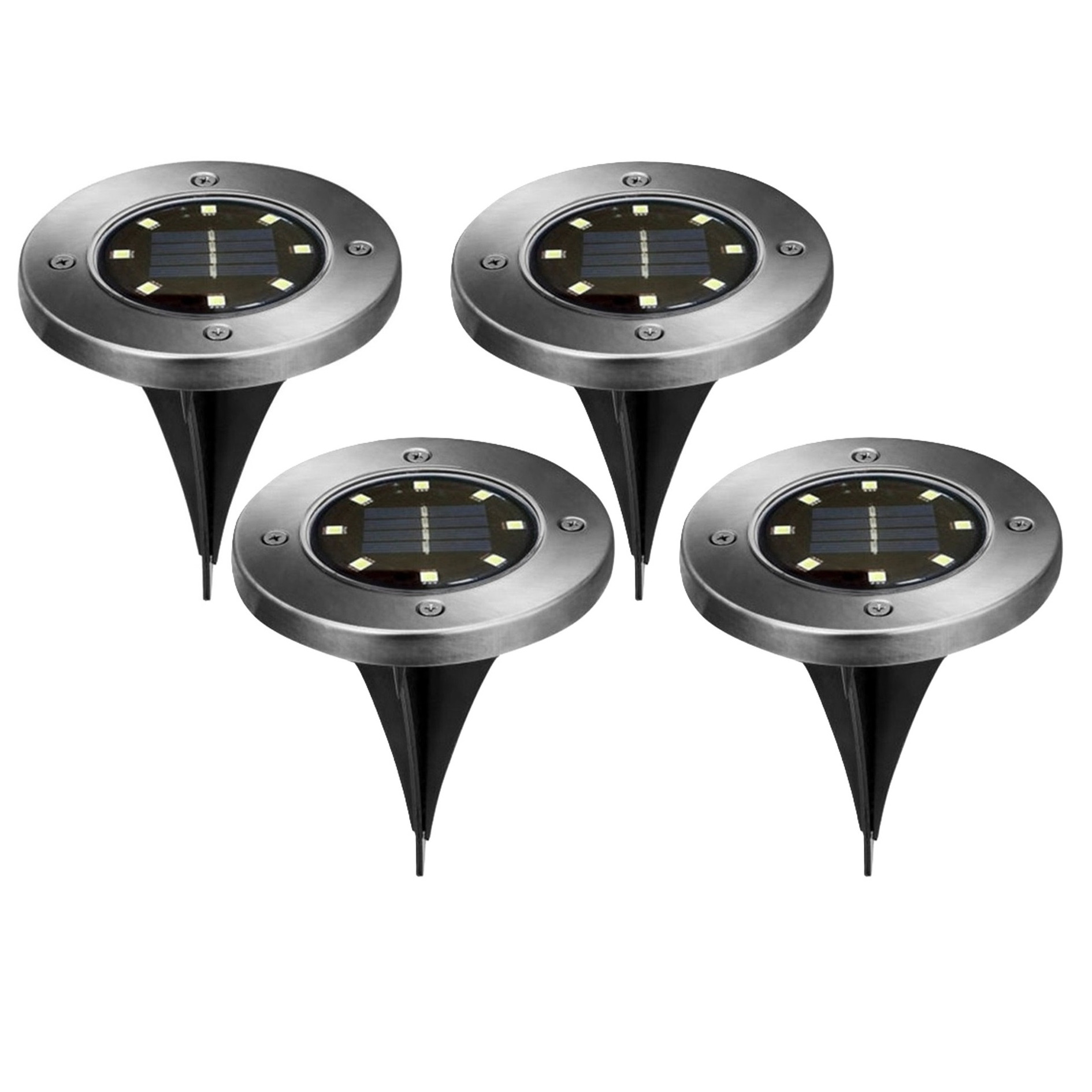 Buiten lampje/prik spot - 4x - solar verlichting - tuinpad/plant verlichting - LED - D12 cm -