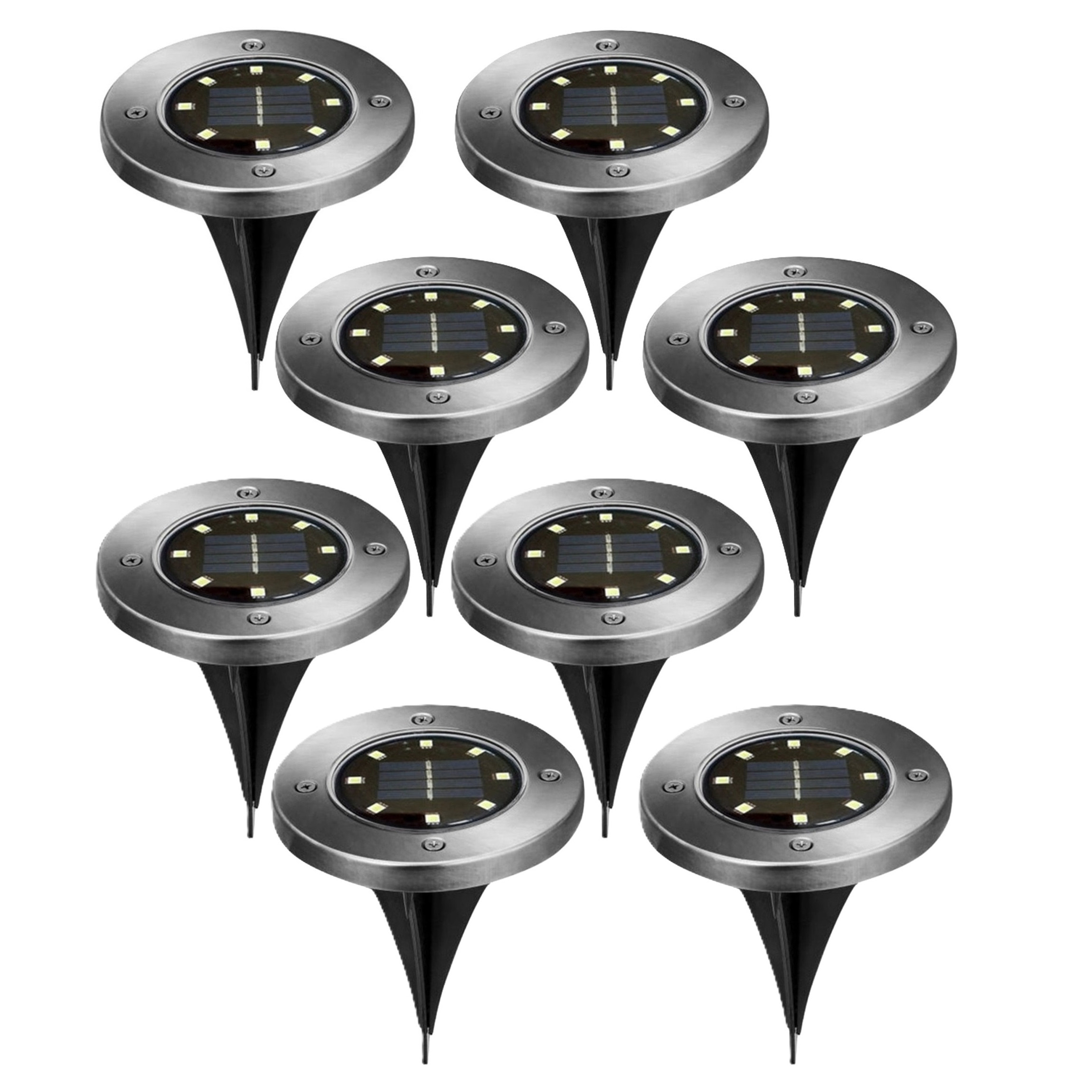 Buiten lampje/prik spot - 8x - solar verlichting - tuinpad/plant verlichting - LED - D12 cm -