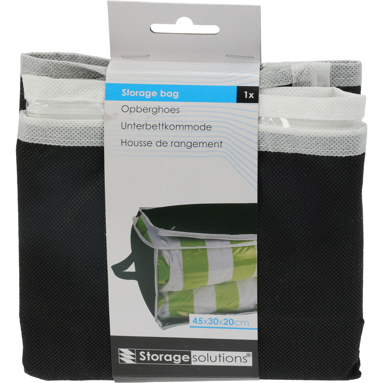 Opbergtas/beschermhoes beddengoed/kleding - zwart - 45 x 30 x 20 cm -