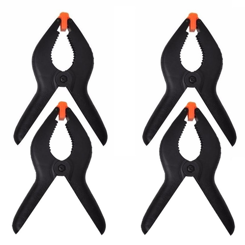 Proplus zeilklemmen/lijm klem - set 4x stuks - zwart - 15 cm - kunststof -