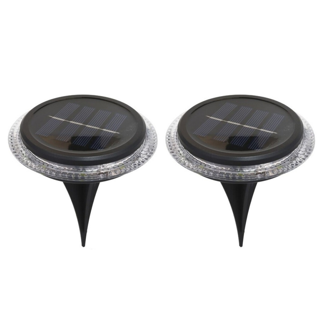 Buiten lampje/prik spots - set 2x - solar verlichting - tuinpad/plant verlichting - LED - D11 cm -