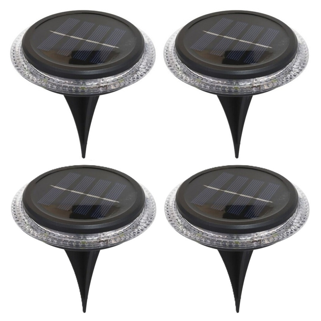 Buiten lampje/prik spots - set 4x - solar verlichting - tuinpad/plant verlichting - LED - D11 cm -