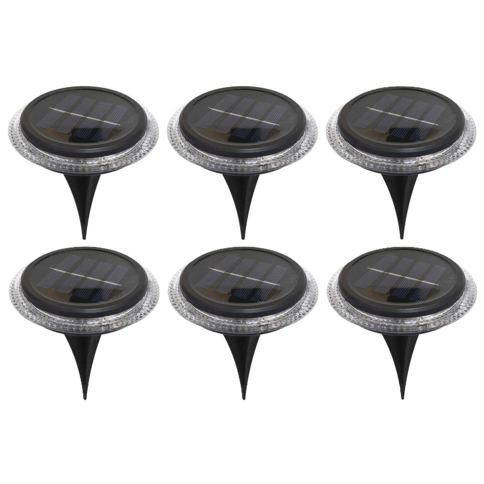 Buiten lampje/prik spots - set 6x - solar verlichting - tuinpad/plant verlichting - LED - D11 cm -