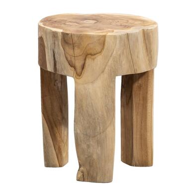 Bijzettafel Dinand - teak - 35xØ28 cm - Leen Bakker