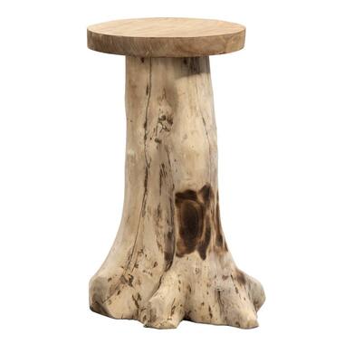 Bijzettafel Borneo hoog - teak - 65xØ35 cm - Leen Bakker