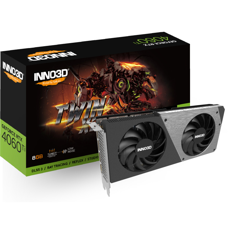 INNO3D GeForce RTX 4060 Ti 8GB TWIN X2 grafische kaart 1x HDMI, 3x DisplayPort, DLSS 3