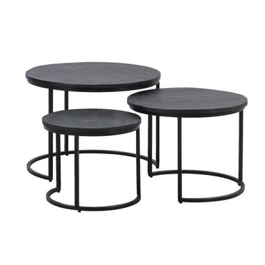 Bijzettafels Noxy - mangohout - set van 3 - Leen Bakker
