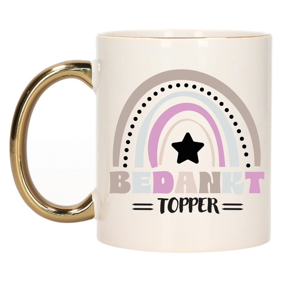Cadeau mok voor collega - goud - bedankt topper - afscheid/pensioen - keramiek - 300 ml -