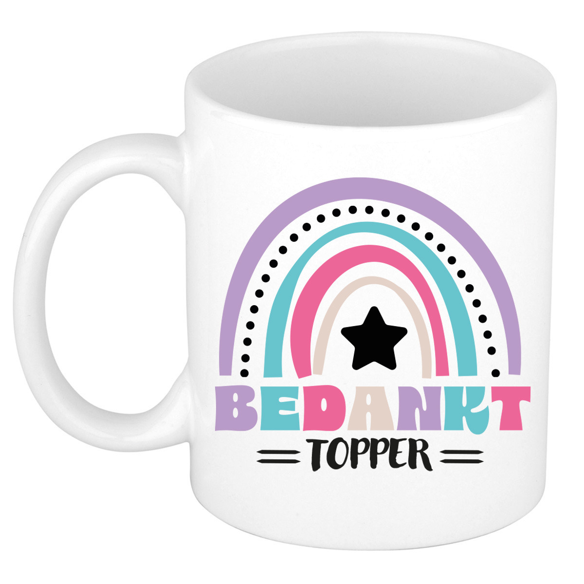 Cadeau mok voor collega - wit - bedankt topper - afscheid/pensioen - keramiek - 300 ml -