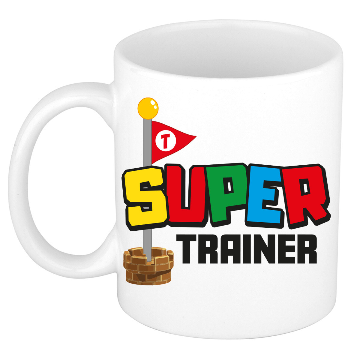 Cadeau koffie/thee mok voor trainer/coach - wit - super trainer - keramiek - 300 ml -