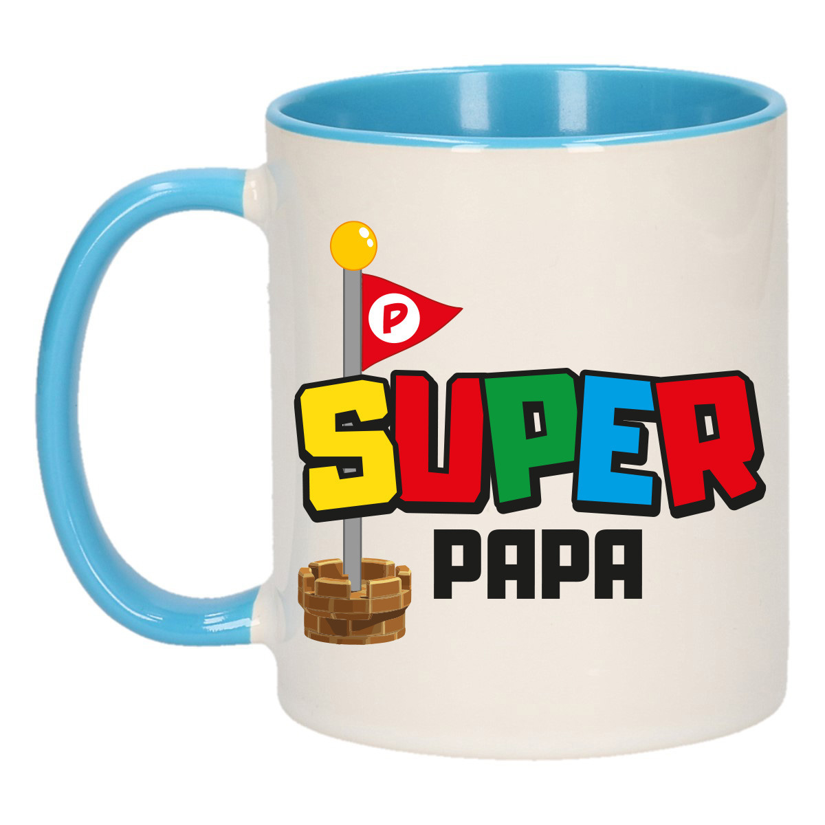 Cadeau koffie/thee mok voor papa - blauw - super papa - keramiek - 300 ml - Vaderdag -