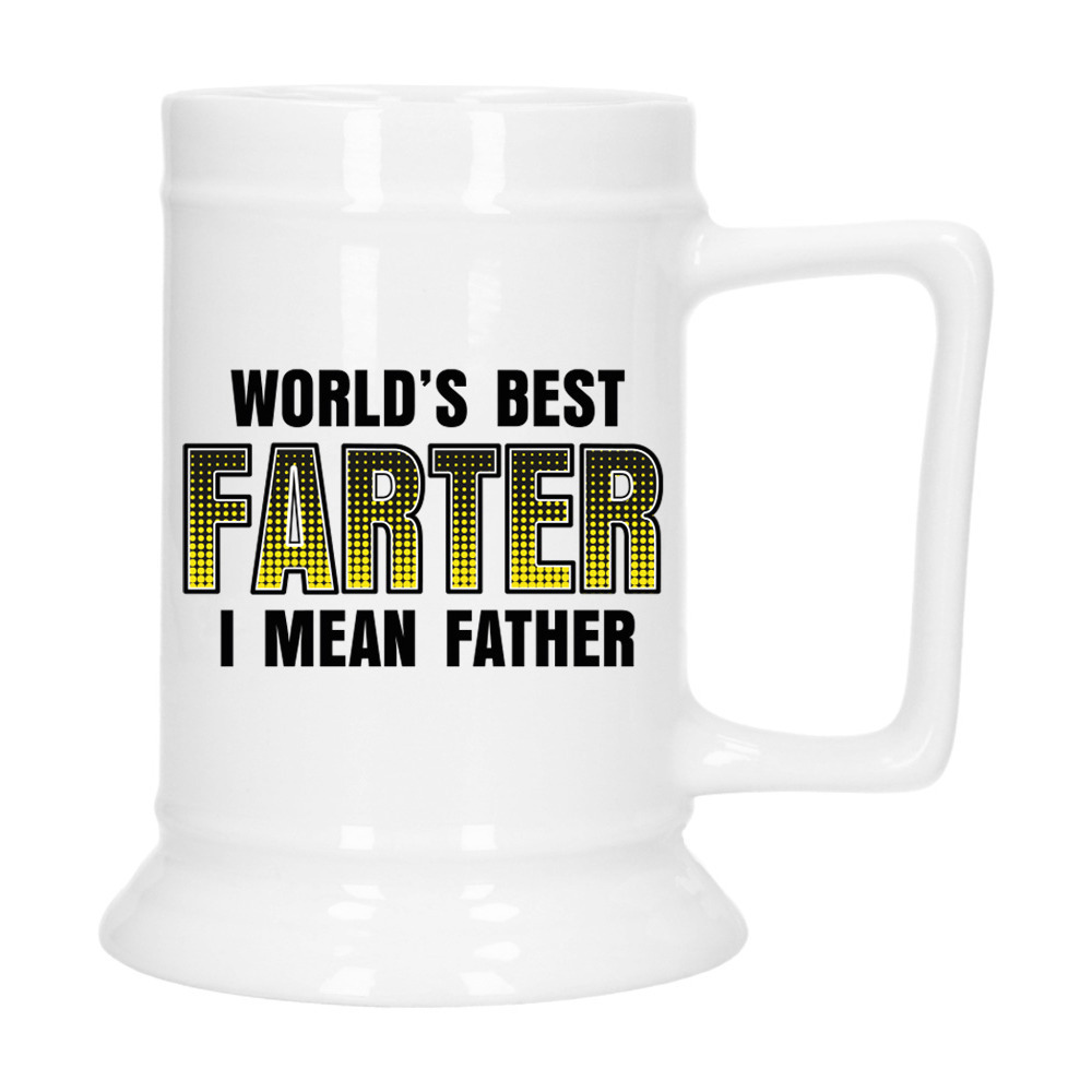 Cadeau Bierpul voor papa - geel - beste vader - keramiek - 530 ml - Vaderdag -