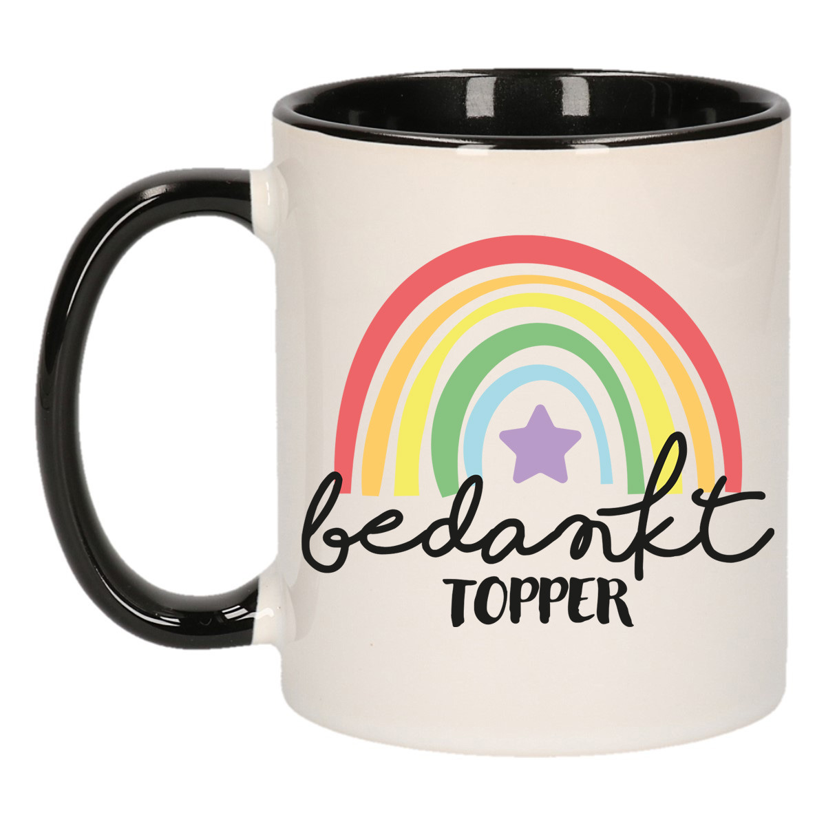 Cadeau mok voor collega - zwart - bedankt - afscheid/pensioen - keramiek - 300 ml -