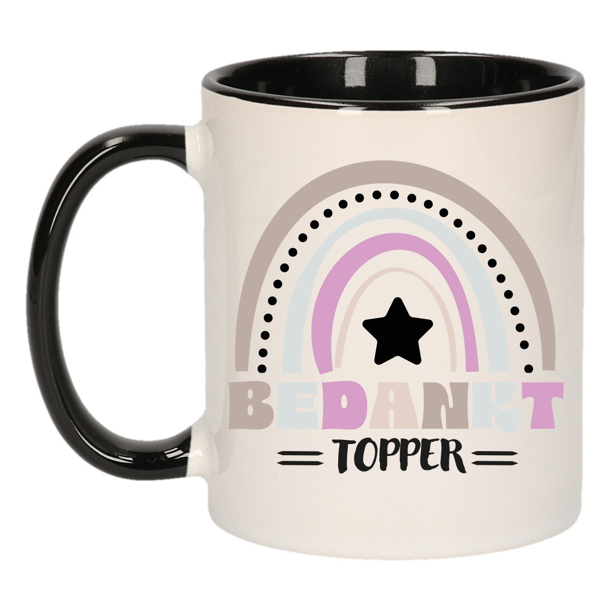 Cadeau mok voor collega - zwart - bedankt topper - afscheid/pensioen - keramiek - 300 ml -