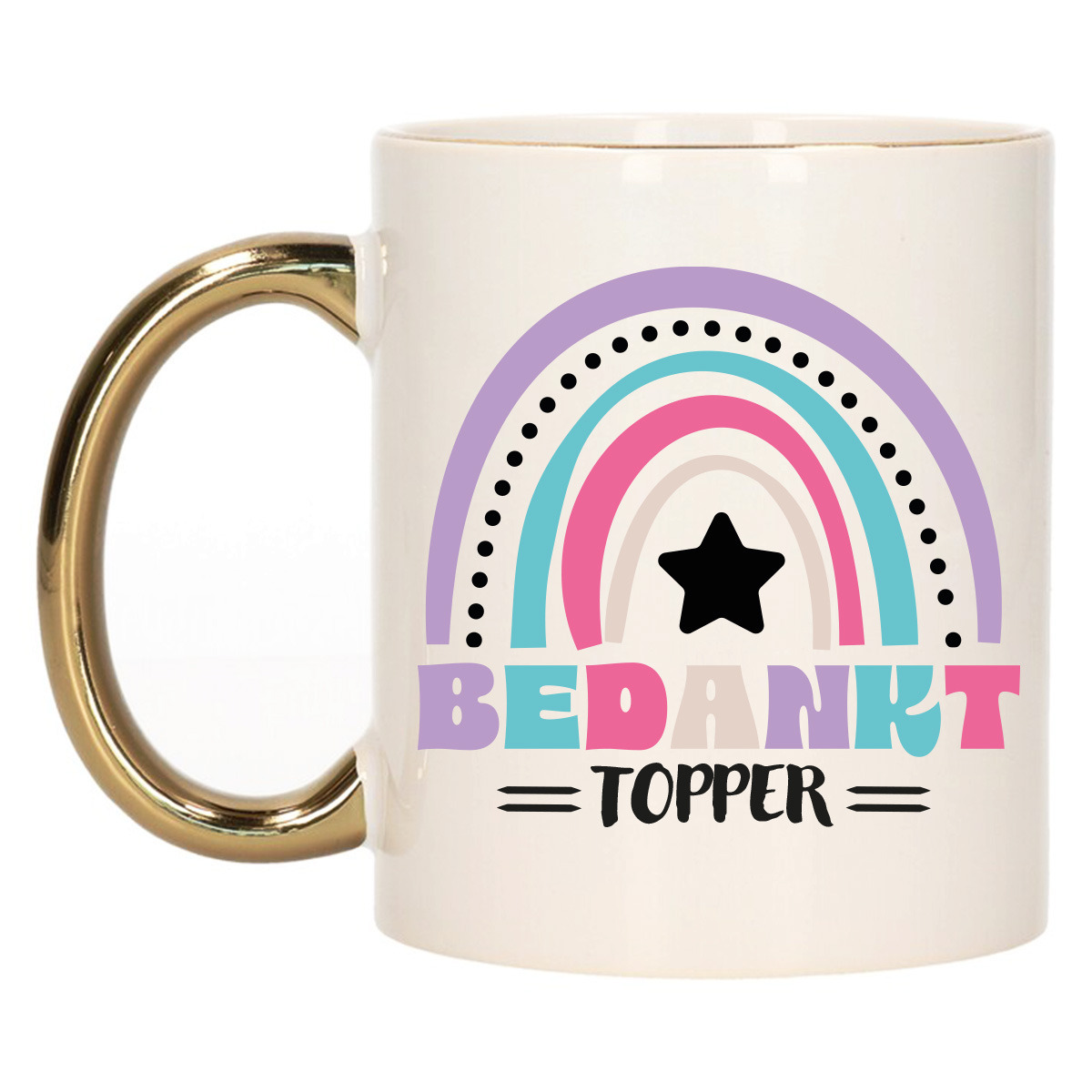 Cadeau mok voor collega - goud - bedankt topper - afscheid/pensioen - keramiek - 300 ml -