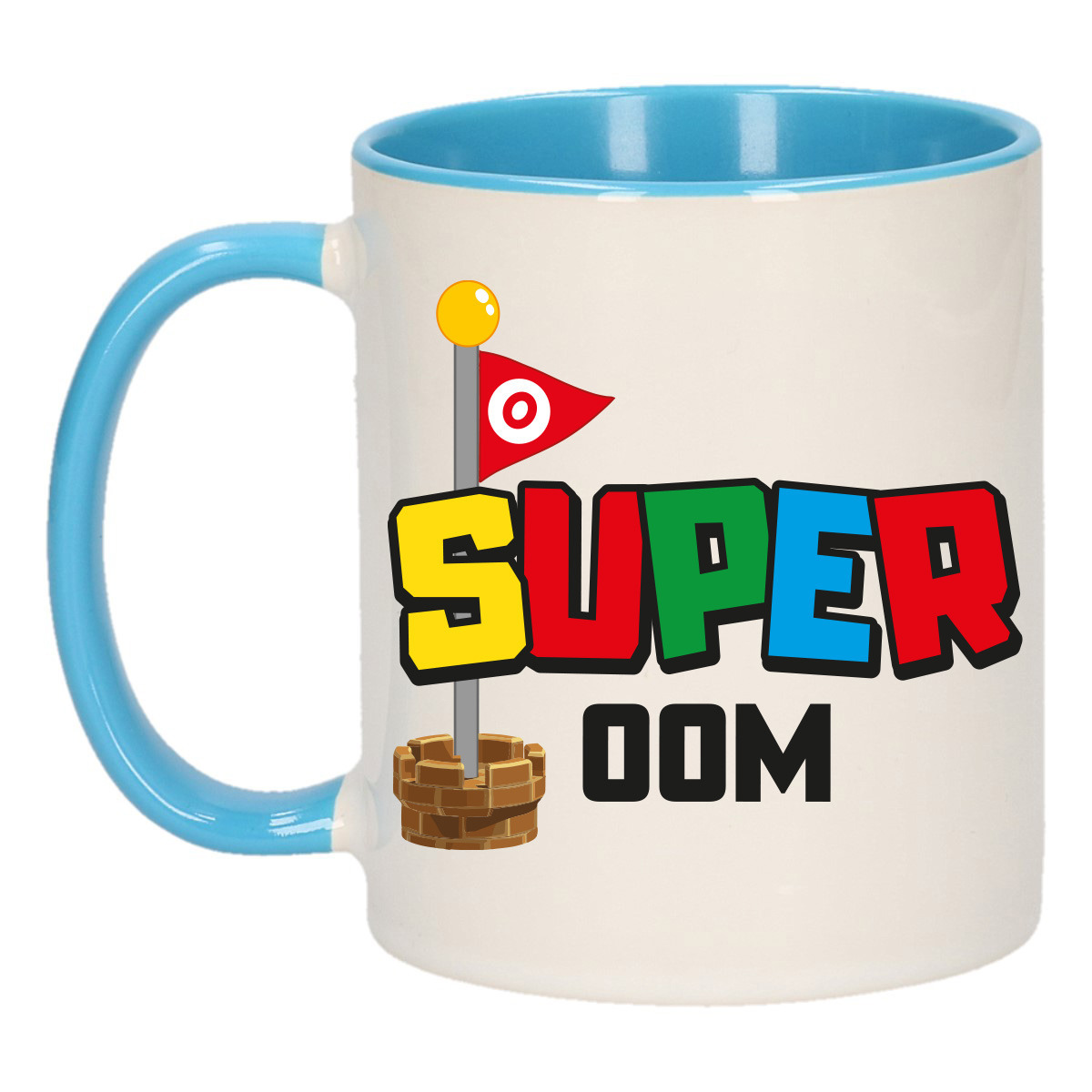 Cadeau koffie/thee mok voor oom - blauw - super oom - keramiek - 300 ml -