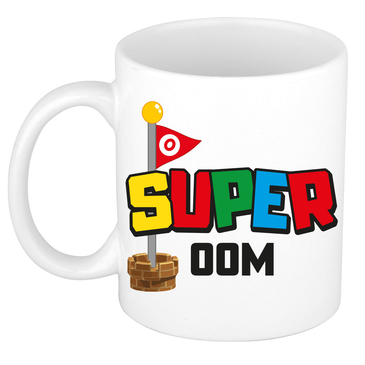 Cadeau koffie/thee mok voor oom - wit - super oom - keramiek - 300 ml -