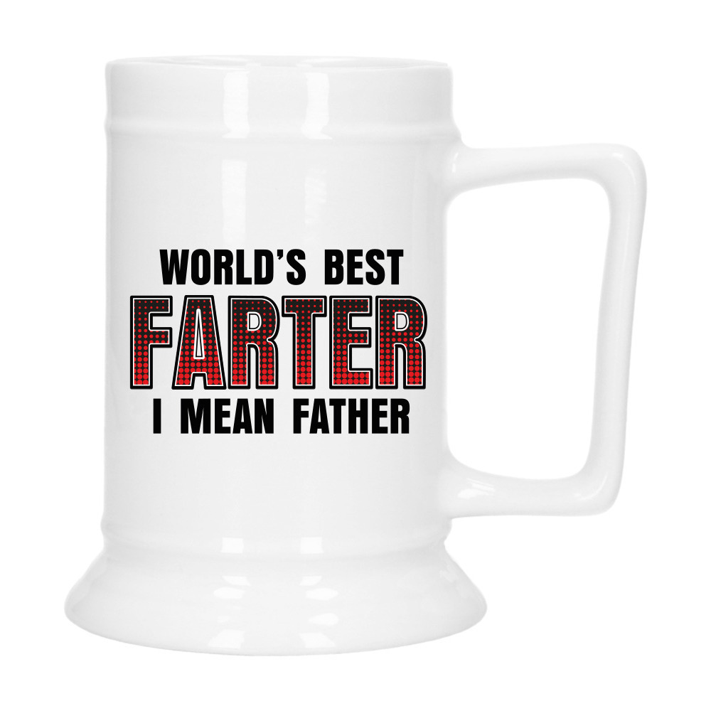 Cadeau Bierpul voor papa - rood - beste vader - keramiek - 530 ml - Vaderdag -