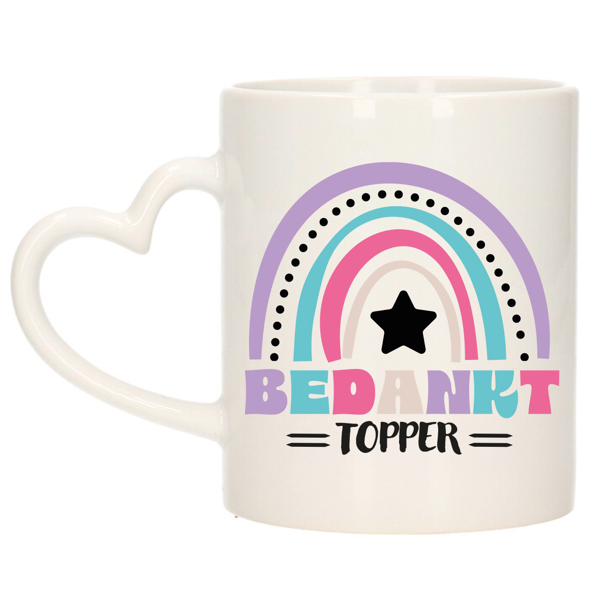 Cadeau mok voor collega - wit hartjes oor - bedankt topper - afscheid/pensioen - keramiek - 300 ml -