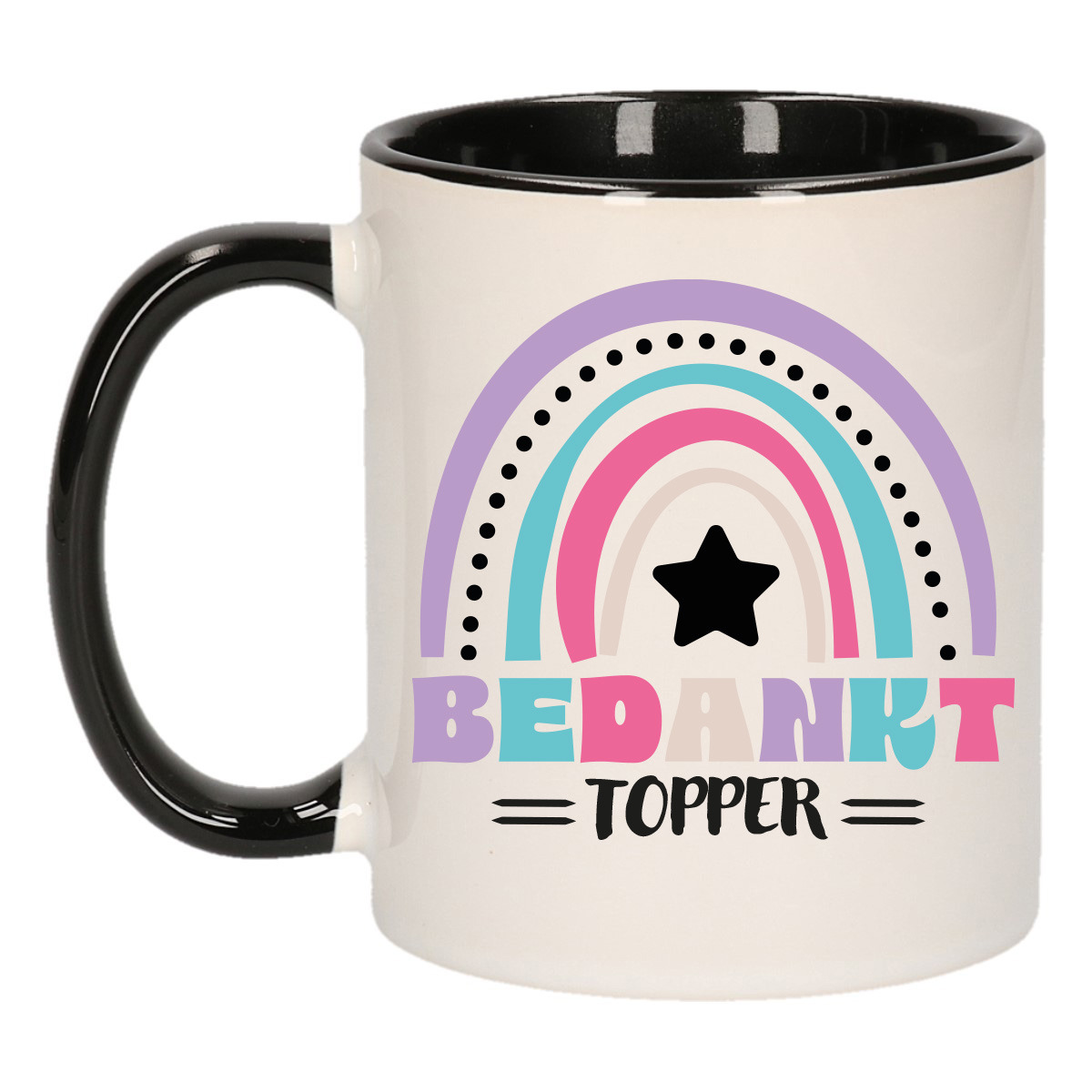 Cadeau mok voor collega - zwart - bedankt topper - afscheid/pensioen - keramiek - 300 ml -