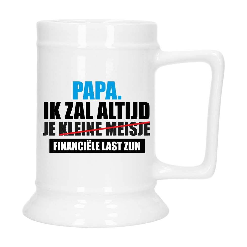 Cadeau Bierpul voor papa - blauw - financiele vader - keramiek - 530 ml - Vaderdag -