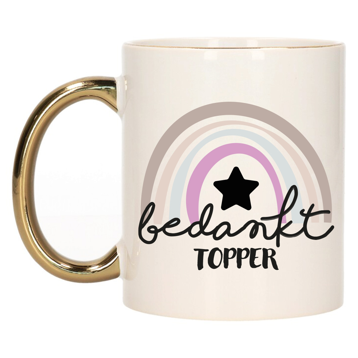 Cadeau mok voor collega - goud - bedankt - afscheid/pensioen - keramiek - 300 ml -