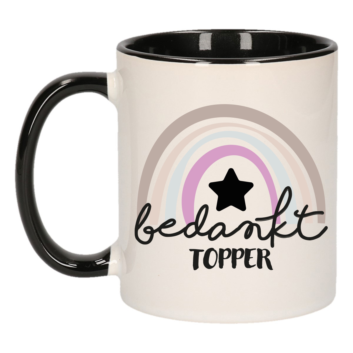 Cadeau mok voor collega - zwart kleuren - bedankt - afscheid/pensioen - keramiek - 300 ml -