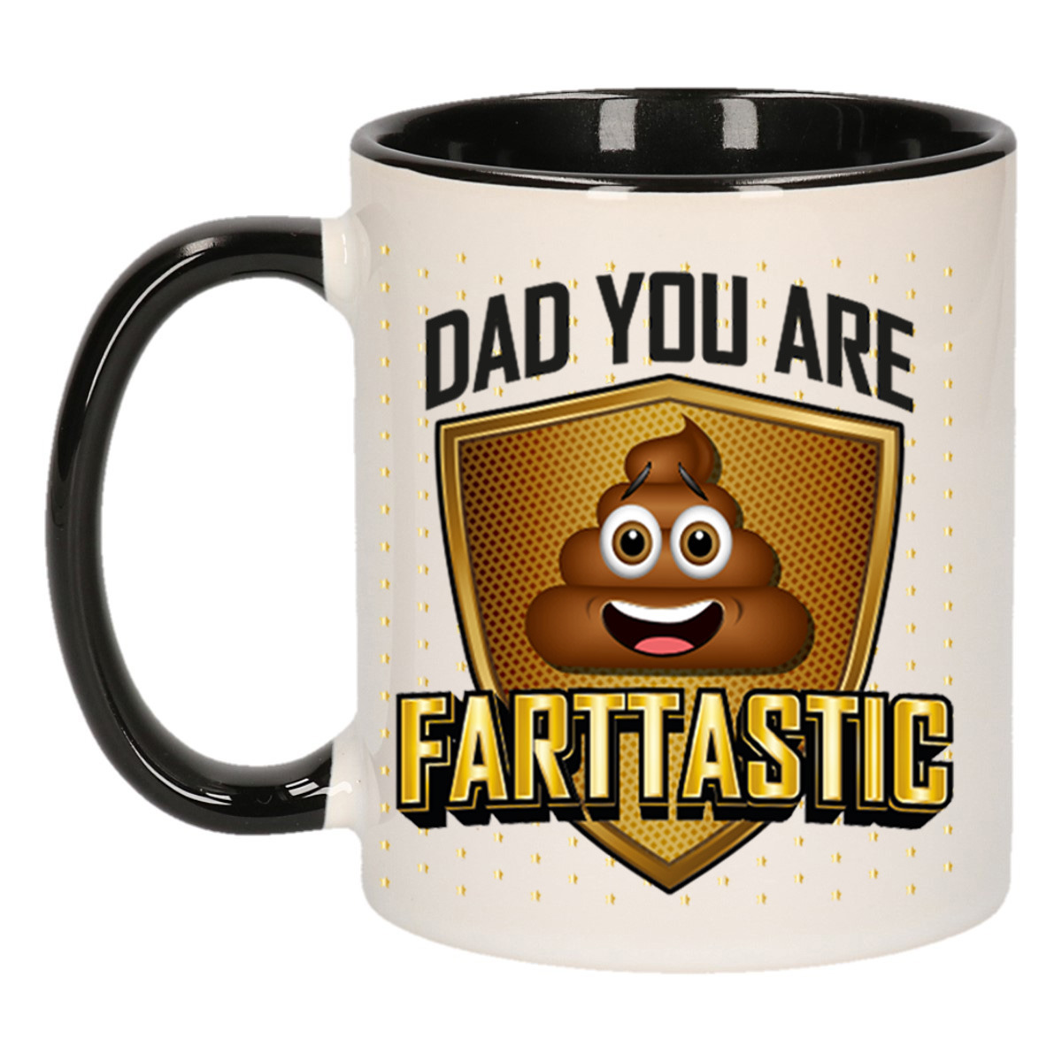 Cadeau koffie/thee mok voor papa - zwart - fantastische pap - keramiek - 300 ml - Vaderdag -