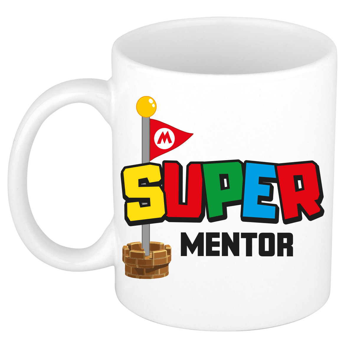 Cadeau koffie/thee mok voor mentor/leraar - wit - super mentor - keramiek - 300 ml -