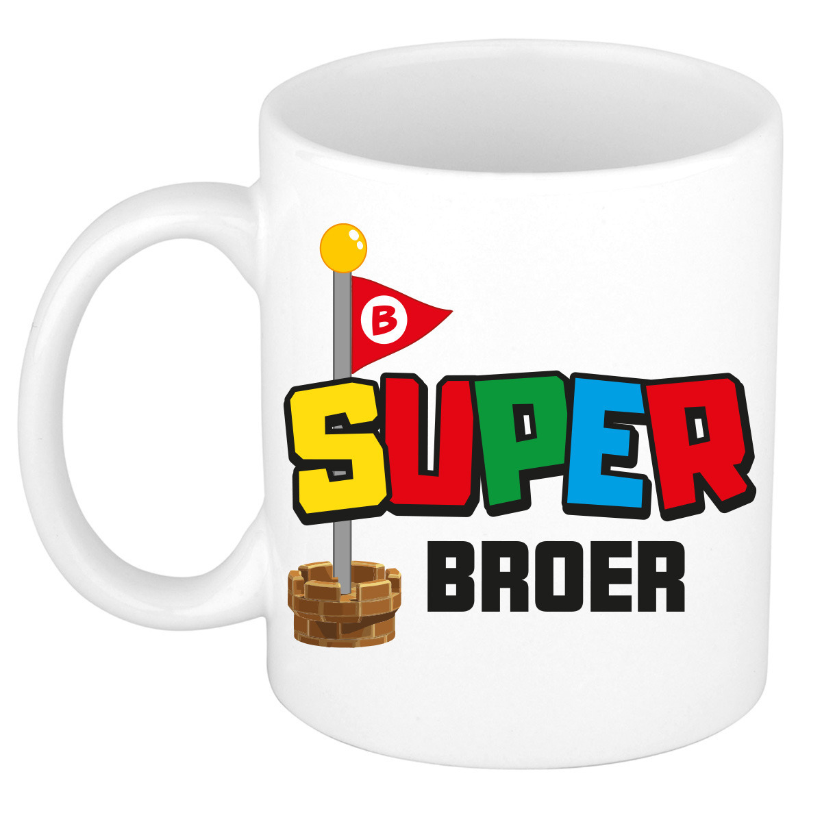 Cadeau koffie/thee mok voor broer - wit - super Broer - keramiek - 300 ml -