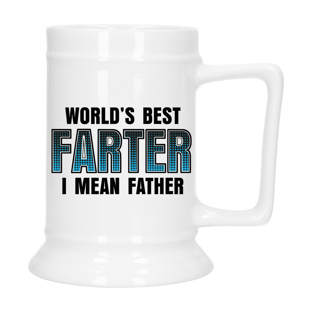Cadeau Bierpul voor papa - blauw - beste vader - keramiek - 530 ml - Vaderdag -