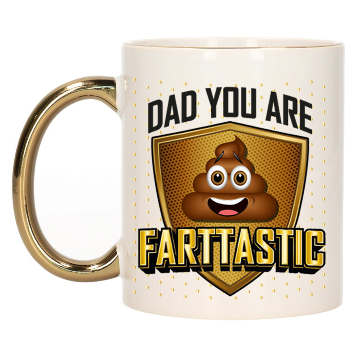 Cadeau koffie/thee mok voor papa - goud - fantastische pap - keramiek - 300 ml - Vaderdag -