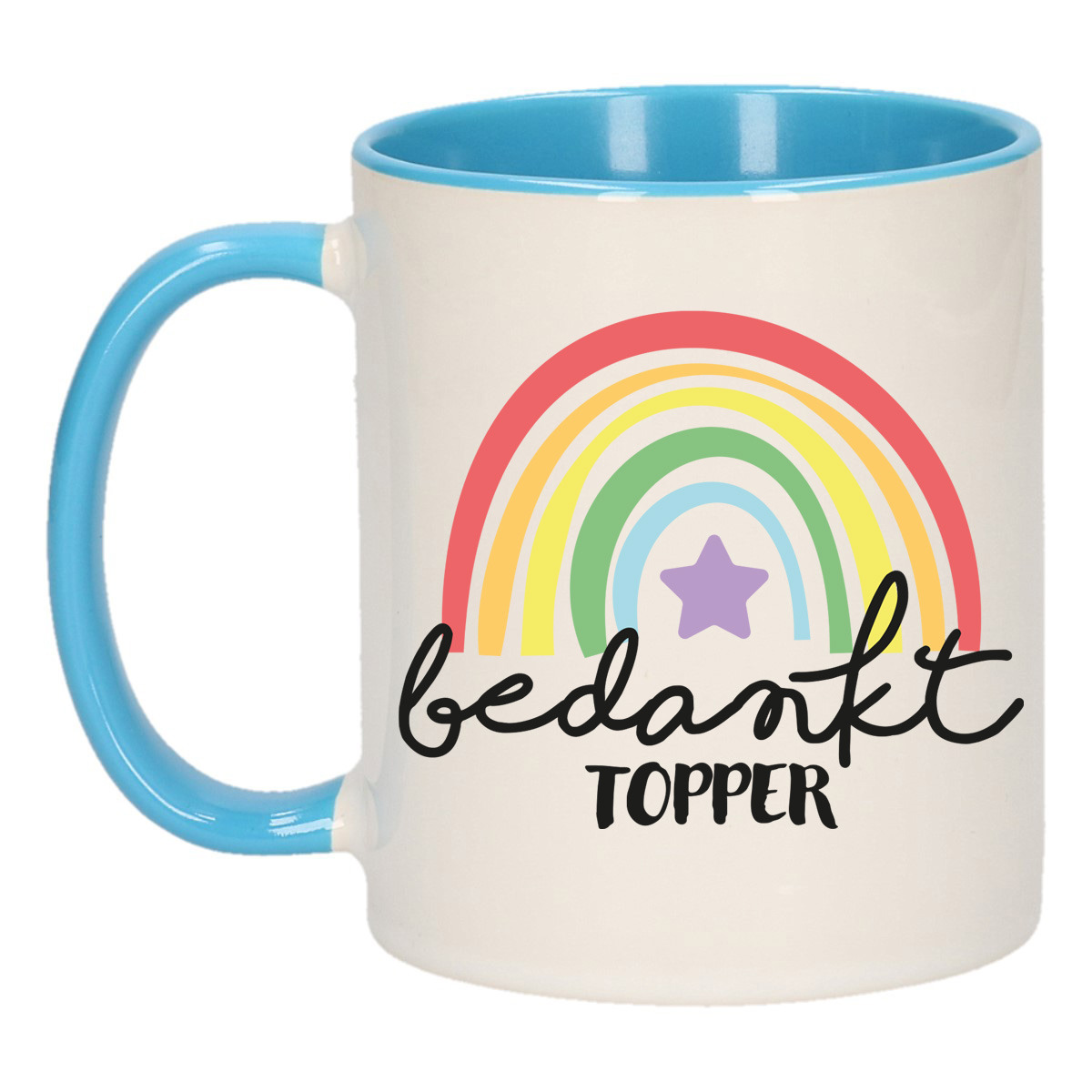 Cadeau mok voor collega - blauw - bedankt - afscheid/pensioen - keramiek - 300 ml -